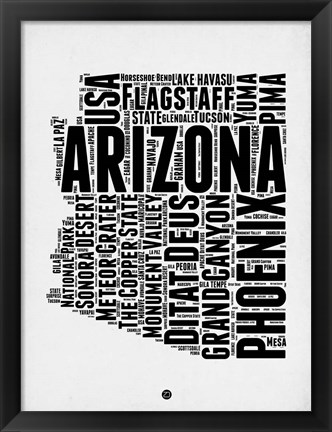 Framed Arizona Word Cloud 2 Print