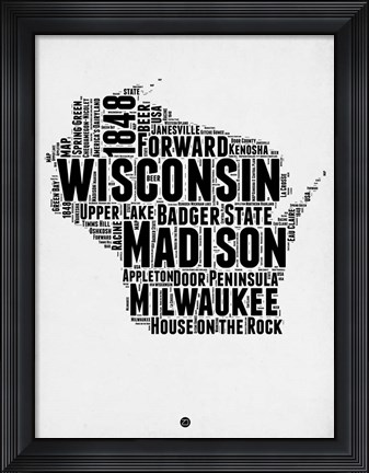 Framed Wisconsin Word Cloud 2 Print