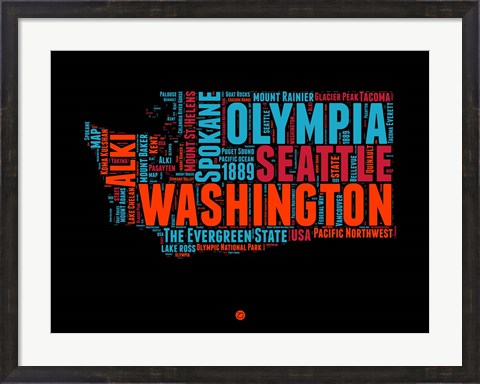 Framed Washington Word Cloud 1 Print
