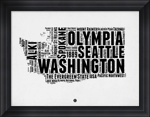 Framed Washington Word Cloud 2 Print
