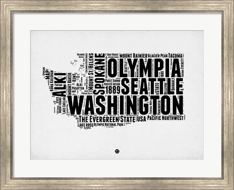 Framed Washington Word Cloud 2 Print
