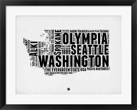 Framed Washington Word Cloud 2 Print