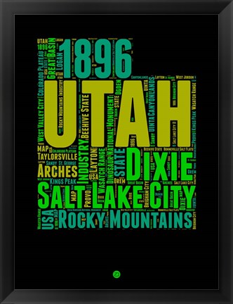 Framed Utah Word Cloud 1 Print