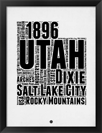 Framed Utah Word Cloud 2 Print