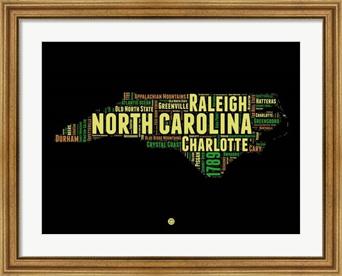 Framed North Carolina Word Cloud 1 Print