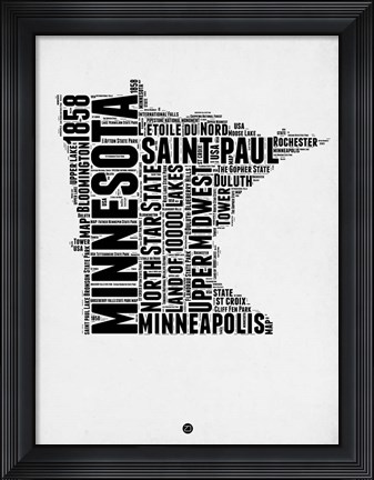 Framed Minnesota Word Cloud 2 Print
