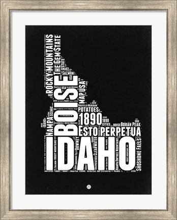 Framed Idaho Black and White Map Print