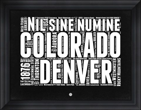 Framed Colorado Black and White Map Print