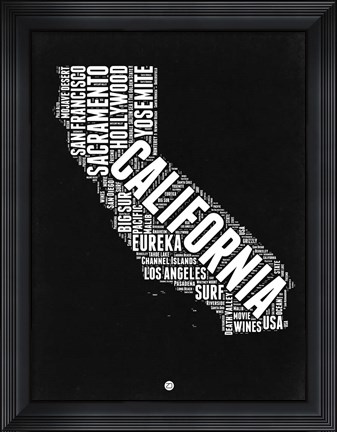 Framed California Black and White Map Print