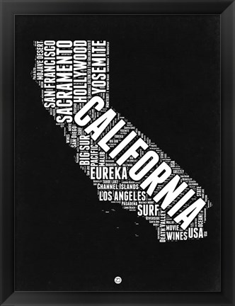 Framed California Black and White Map Print