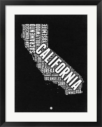 Framed California Black and White Map Print