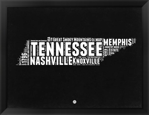 Framed Tennessee Black and White Map Print