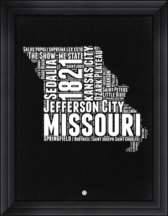 Framed Missouri Black and White Map Print