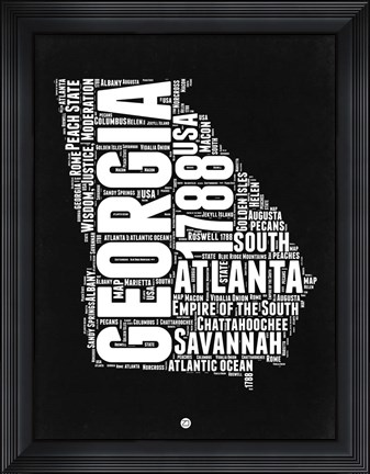 Framed Georgia Black and White Map Print