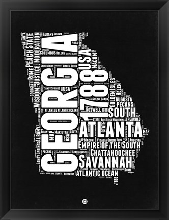 Framed Georgia Black and White Map Print