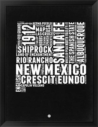 Framed New Mexico Black and White Map Print