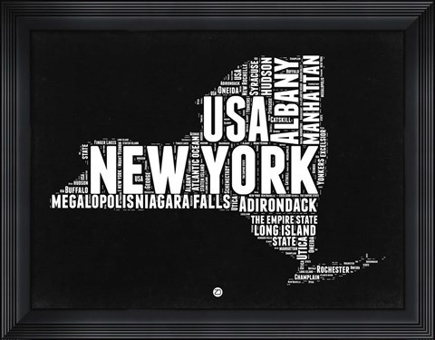 Framed New York Black and White Map Print