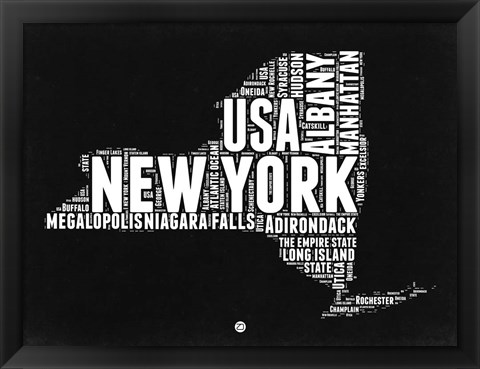 Framed New York Black and White Map Print