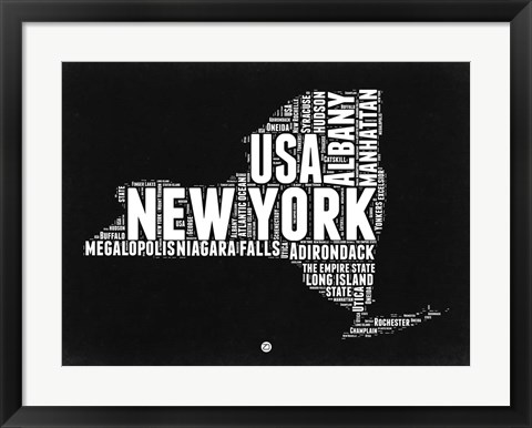 Framed New York Black and White Map Print