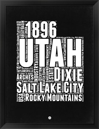 Framed Utah Black and White Map Print