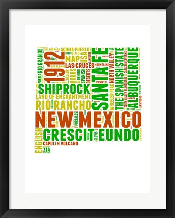 Framed New Mexico Word Cloud Map Print