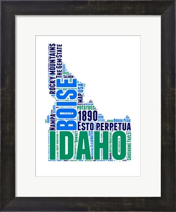 Framed Idaho Word Cloud Map Print