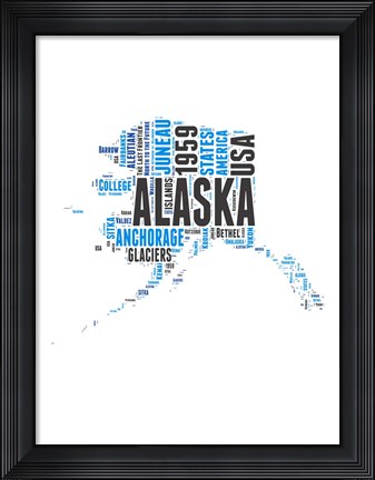 Framed Alaska Word Cloud Map Print