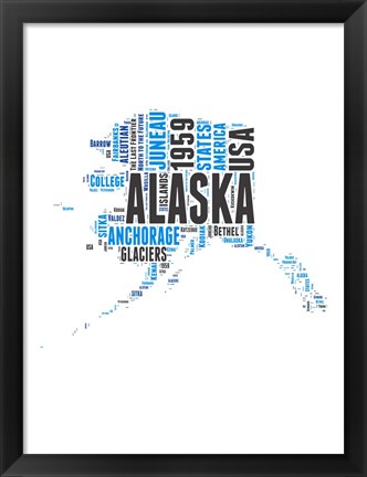 Framed Alaska Word Cloud Map Print