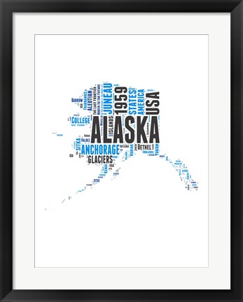Framed Alaska Word Cloud Map Print