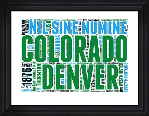 Framed Colorado Word Cloud Map Print