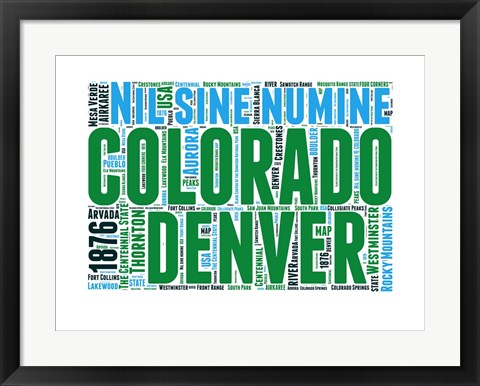 Framed Colorado Word Cloud Map Print