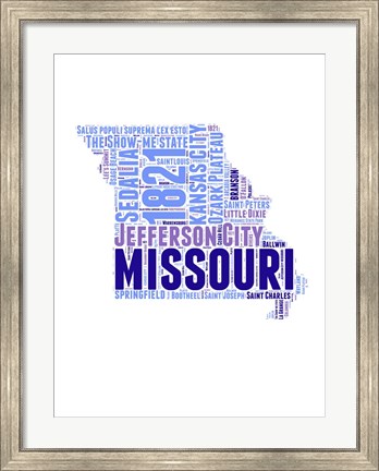 Framed Missouri Word Cloud Map Print