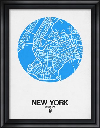 Framed New York Street Map Blue Print