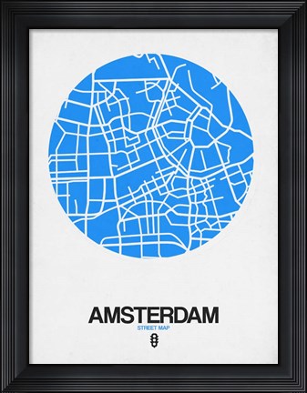 Framed Amsterdam Street Map Blue Print