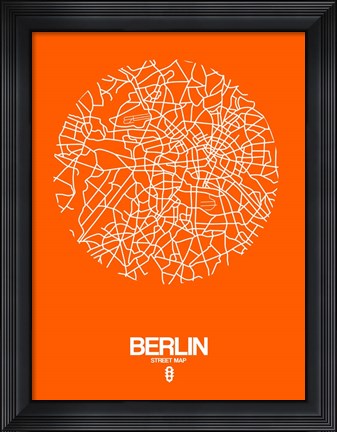 Framed Berlin Street Map Orange Print