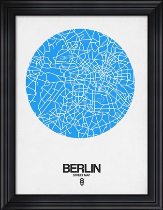 Framed Berlin Street Map Blue Print