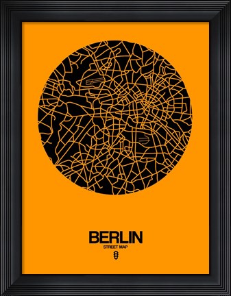 Framed Berlin Street Map Yellow Print