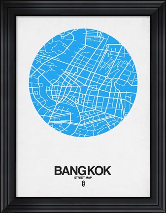 Framed Bangkok Street Map Blue Print