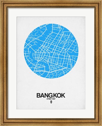 Framed Bangkok Street Map Blue Print