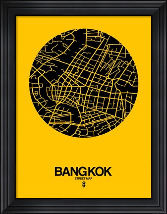 Framed Bangkok Street Map Yellow Print