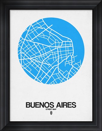 Framed Buenos Aires Street Map Blue Print