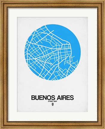 Framed Buenos Aires Street Map Blue Print