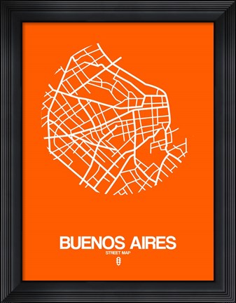 Framed Buenos Aires Street Map Orange Print