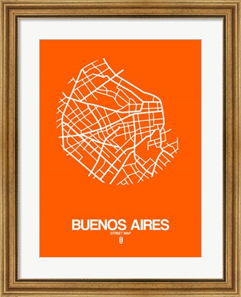 Framed Buenos Aires Street Map Orange Print