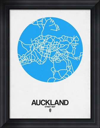 Framed Auckland Street Map Blue Print