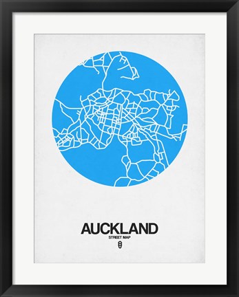 Framed Auckland Street Map Blue Print