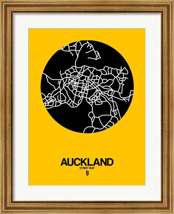 Framed Auckland Street Map Yellow Print