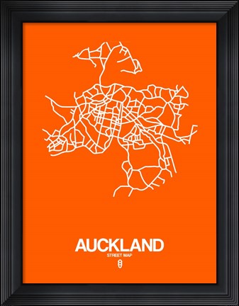 Framed Auckland Street Map Orange Print