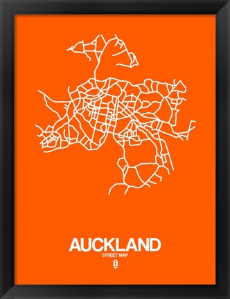 Framed Auckland Street Map Orange Print