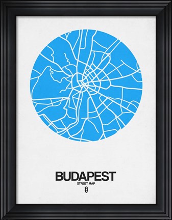 Framed Budapest Street Map Blue Print